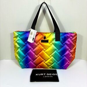 Kurt Geiger London Ombre Rainbow Quilted Shopper Bag Open Miscellaneous NWT